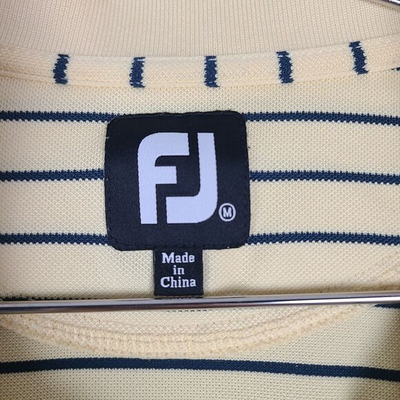 Footjoy Men's Yellow With Navy Blue Striped Golf Polo Shirt Size M - Picture 3 of 6